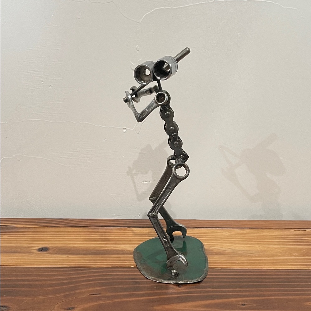 Metal Art Baseball Batter Sculpture Welded Handmade Art Unique Recycled